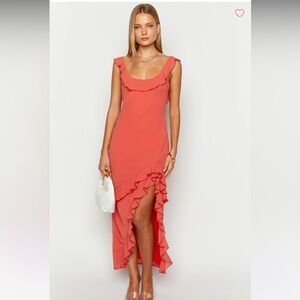 Beginning Boutique Caribbean Red Ruffle Maxi Dress NWT Size 2